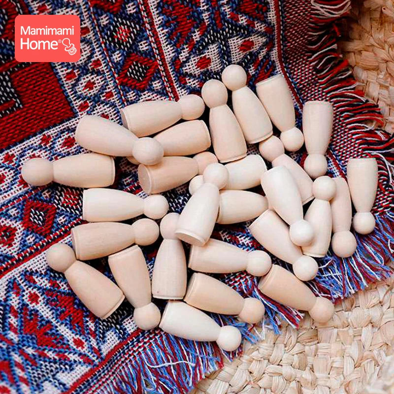 50pc 35mm 43mm 65mm Peg Dolls Hardwood Natural Unfinished Boy Dolls Handmade DIY Nurse Gifts BPA Free Food Grade Materials