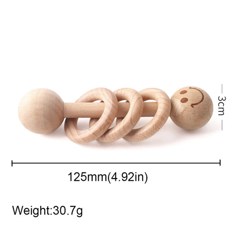 Wooden Teether Bells Wooden Rattles Blank Soothe Baby Nursing Gifts Montessori Toys Baby Ring Rattle Toy Children'S Goods Rodent