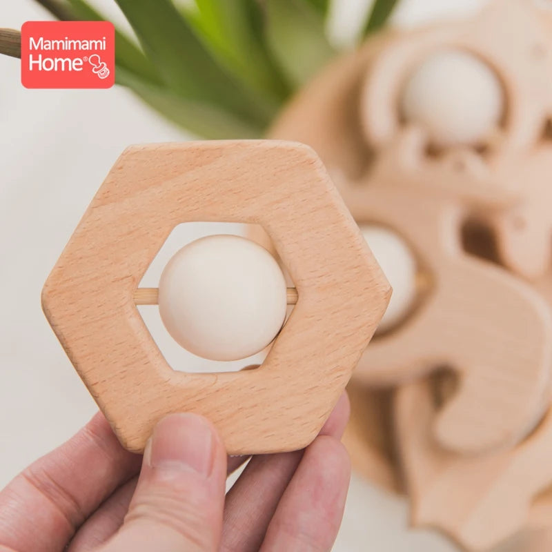 Mamihome 1pc Baby Wooden Teether Animal Toy Beech Rodent Pendant Montessori Toy Play Gym Accessories Children'S Goods Baby Block
