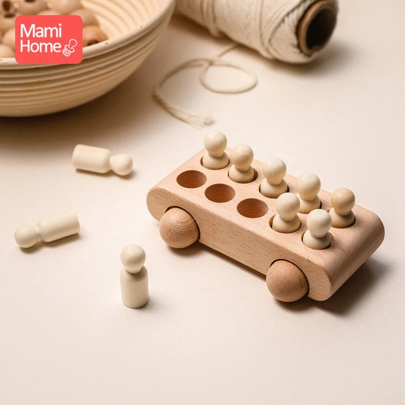 1Set Wooden Toys Beech Wood Car Educational Montessori Toys For Children Teething Baby Teethers Birthday Gift baby Baby Goods