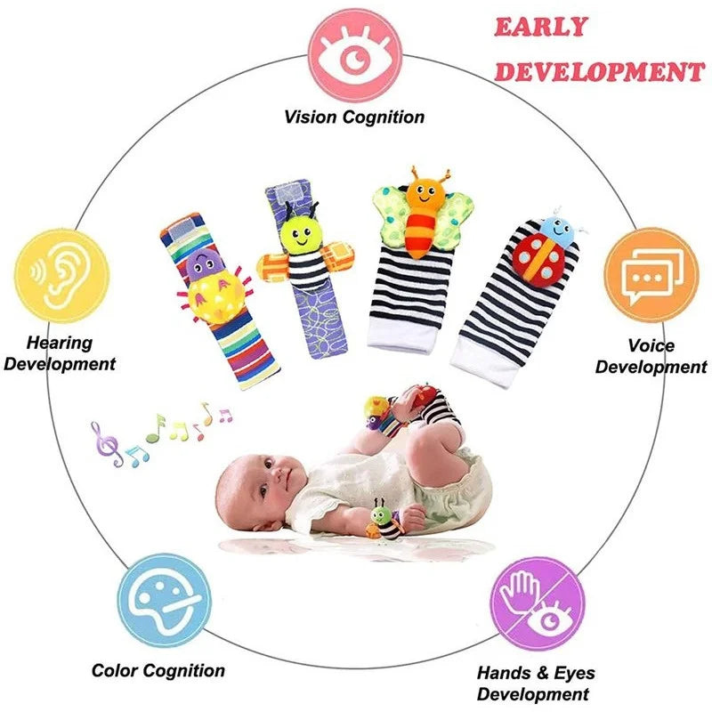 Soft Baby Rattles Wrist Set