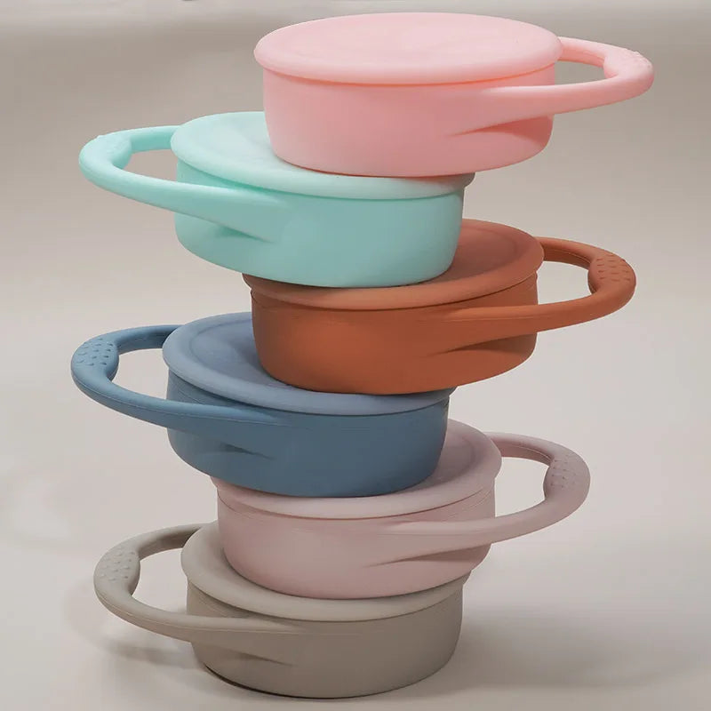 BPA Free Kids Silicone Food Storage Box Solid Color Baby Snack Cup Portable Children Snacks Container With Lid
