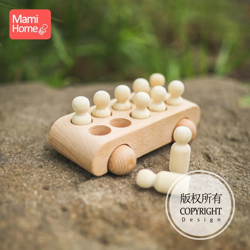 1Set Wooden Toys Beech Wood Car Educational Montessori Toys For Children Teething Baby Teethers Birthday Gift baby Baby Goods