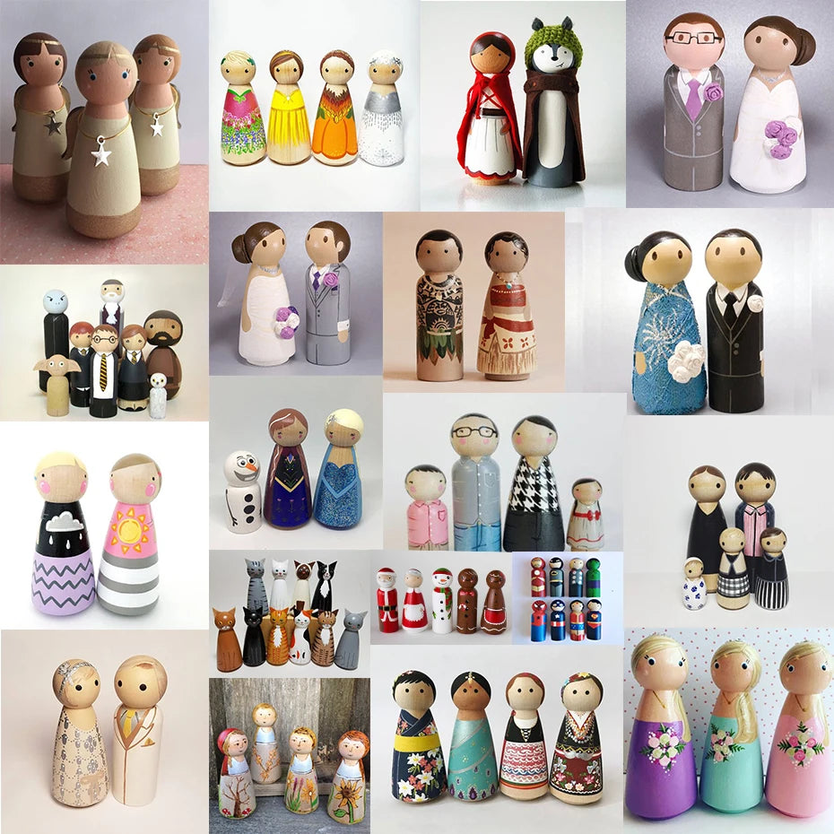 50pc 35mm 43mm 65mm Peg Dolls Hardwood Natural Unfinished Boy Dolls Handmade DIY Nurse Gifts BPA Free Food Grade Materials