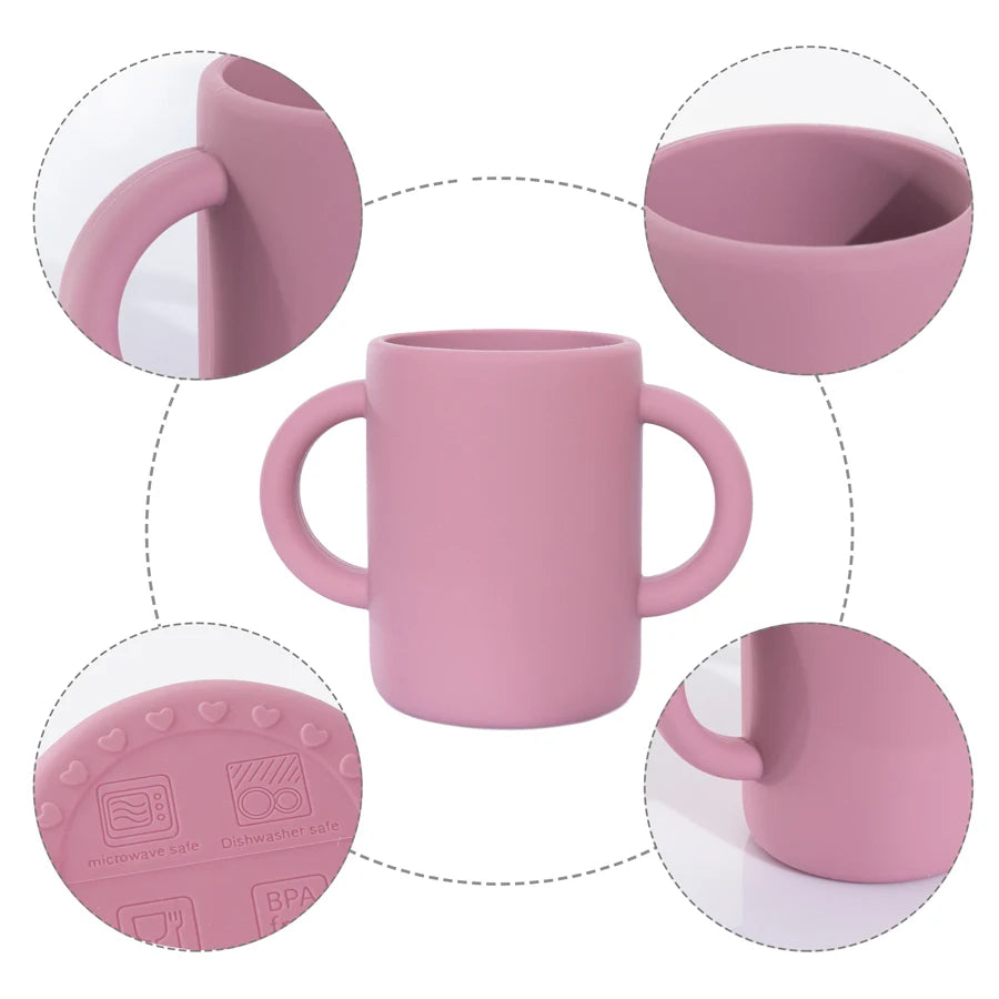 Double-handle Water Cup Without Lid Children's Complementary Food Cup Food-grade Silicone Drinking Cup Juice Cup Non-slip