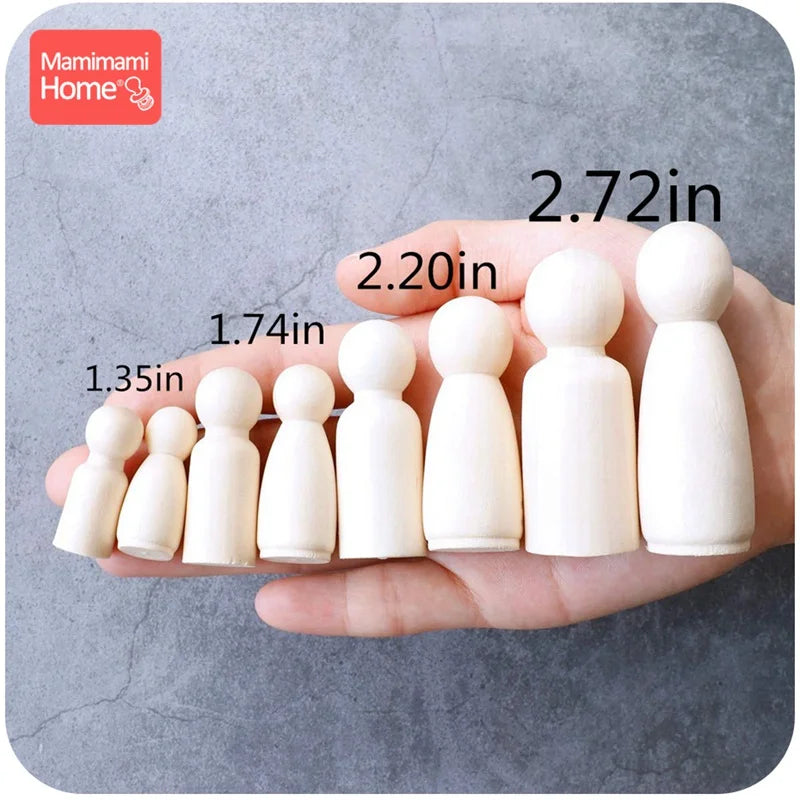 50pc 35mm 43mm 65mm Peg Dolls Hardwood Natural Unfinished Boy Dolls Handmade DIY Nurse Gifts BPA Free Food Grade Materials
