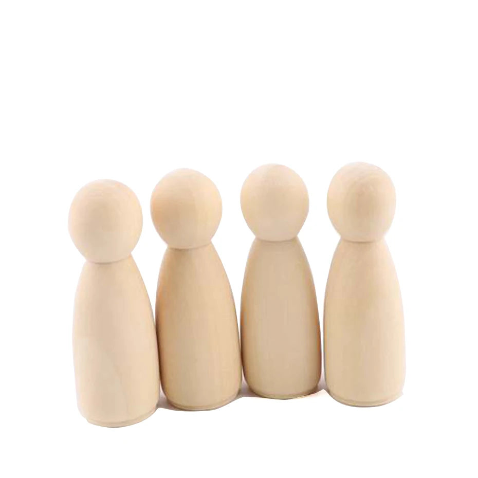 30pc Grandma Peg Dolls (2.1'') Natural Unfinished Wooden Teething Toys For Paint Or Stain-Waldorf Wooden Toys Buliding Blocks