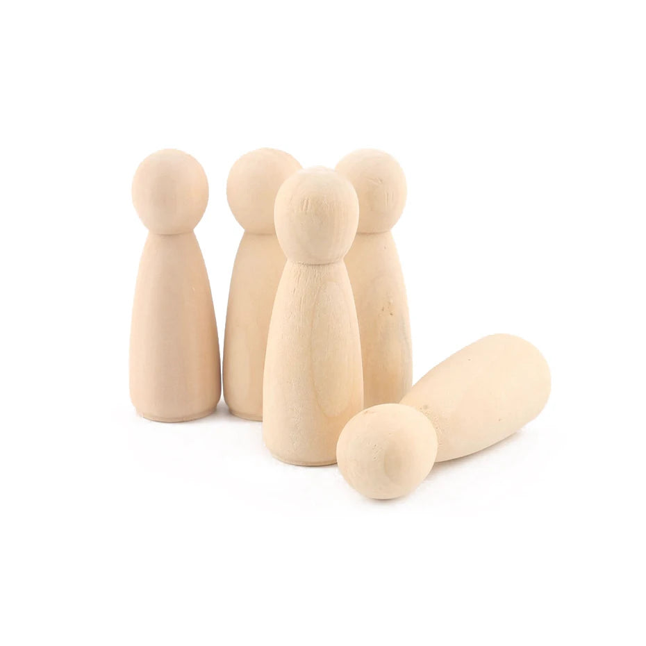 30pc Grandma Peg Dolls (2.1'') Natural Unfinished Wooden Teething Toys For Paint Or Stain-Waldorf Wooden Toys Buliding Blocks