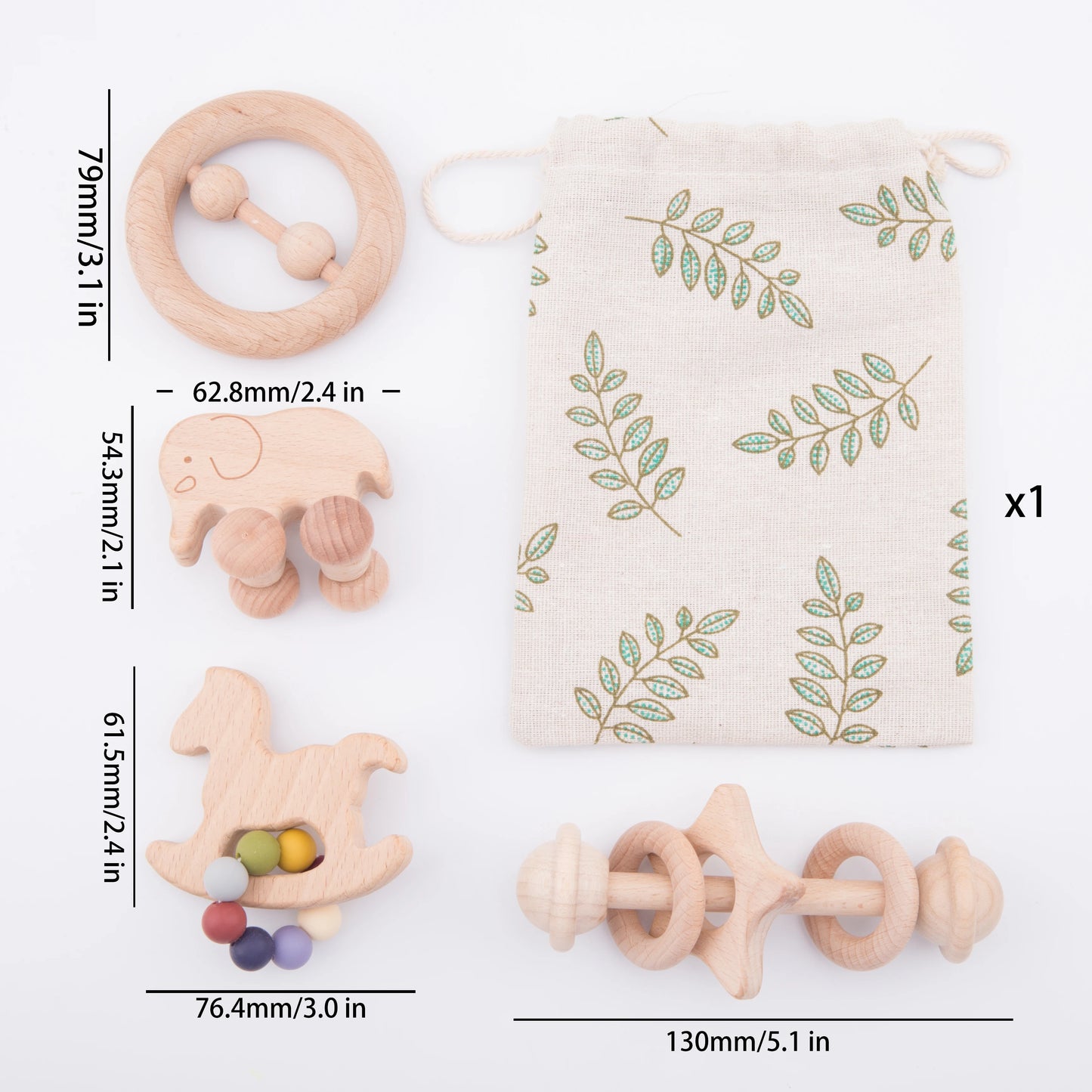 Mamihome 4pc Baby Wooden Toys Rattle Teething Car Toy Natural Beech Ring Beads Animal Wooden Blank Rodent Children'S Goods Tiny