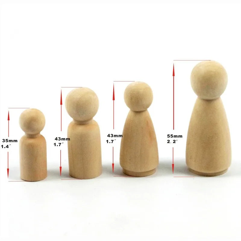 20pc Grandma Peg Dolls (2.2")-Solid Hardwood Natural Unfinished DIY Turnings-Ready for Paint or Stain-Wooden People