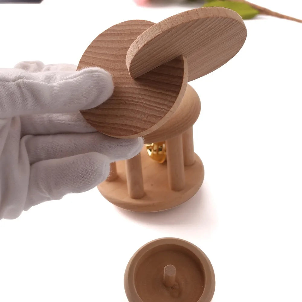 1set Wooden Teething Toys Baby Rattle Wood Gyro Safe Chew Toys Newborn Gifts Educational Toys Handmade Crafts New Year Gifts