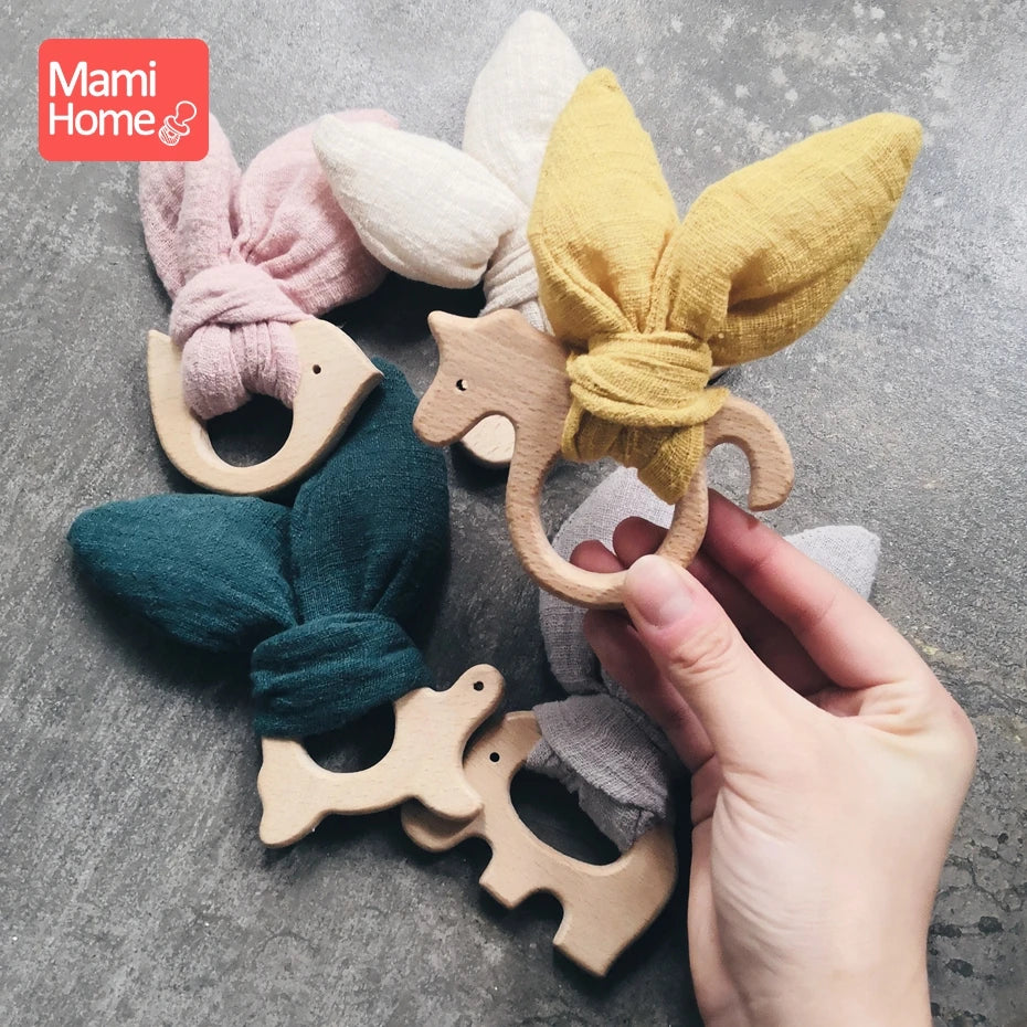 Mamihome Pacifier Chain Pacifier Clip Cacifier Clip Bunny Rattle Sensory Teether Baby Mobile Wooden Baby Toys Wooden Beads