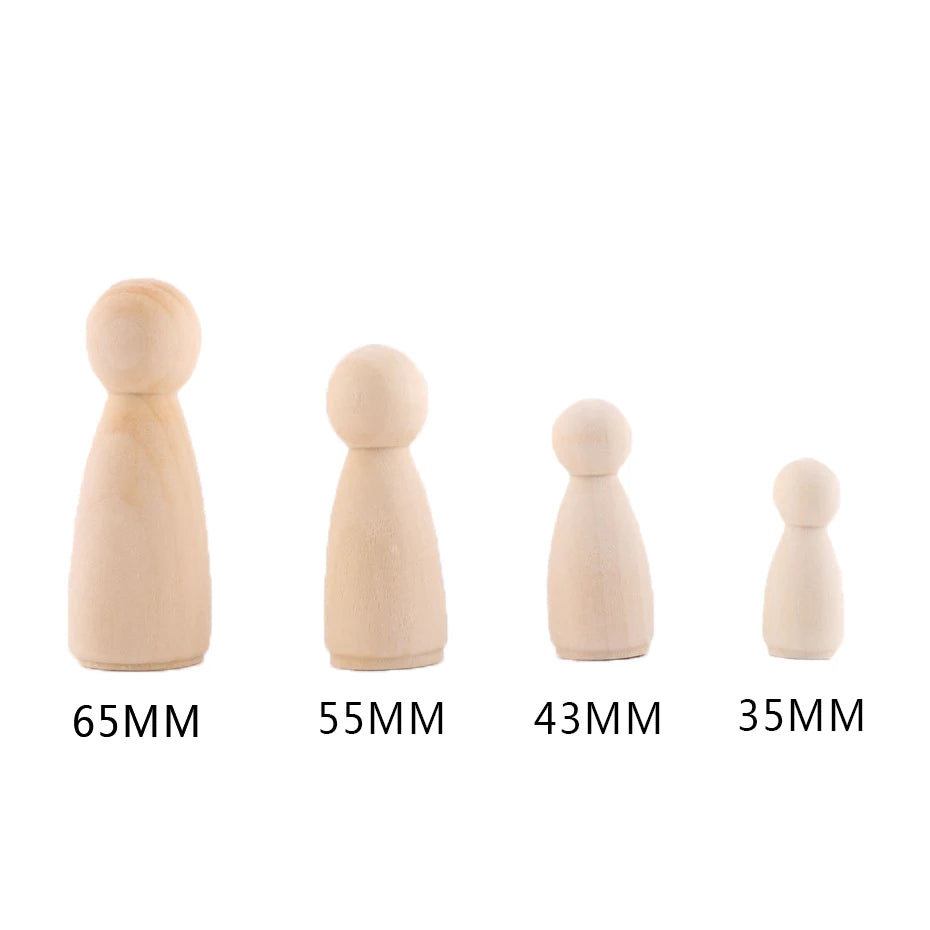 30pc Grandma Peg Dolls (2.1'') Natural Unfinished Wooden Teething Toys For Paint Or Stain-Waldorf Wooden Toys Buliding Blocks