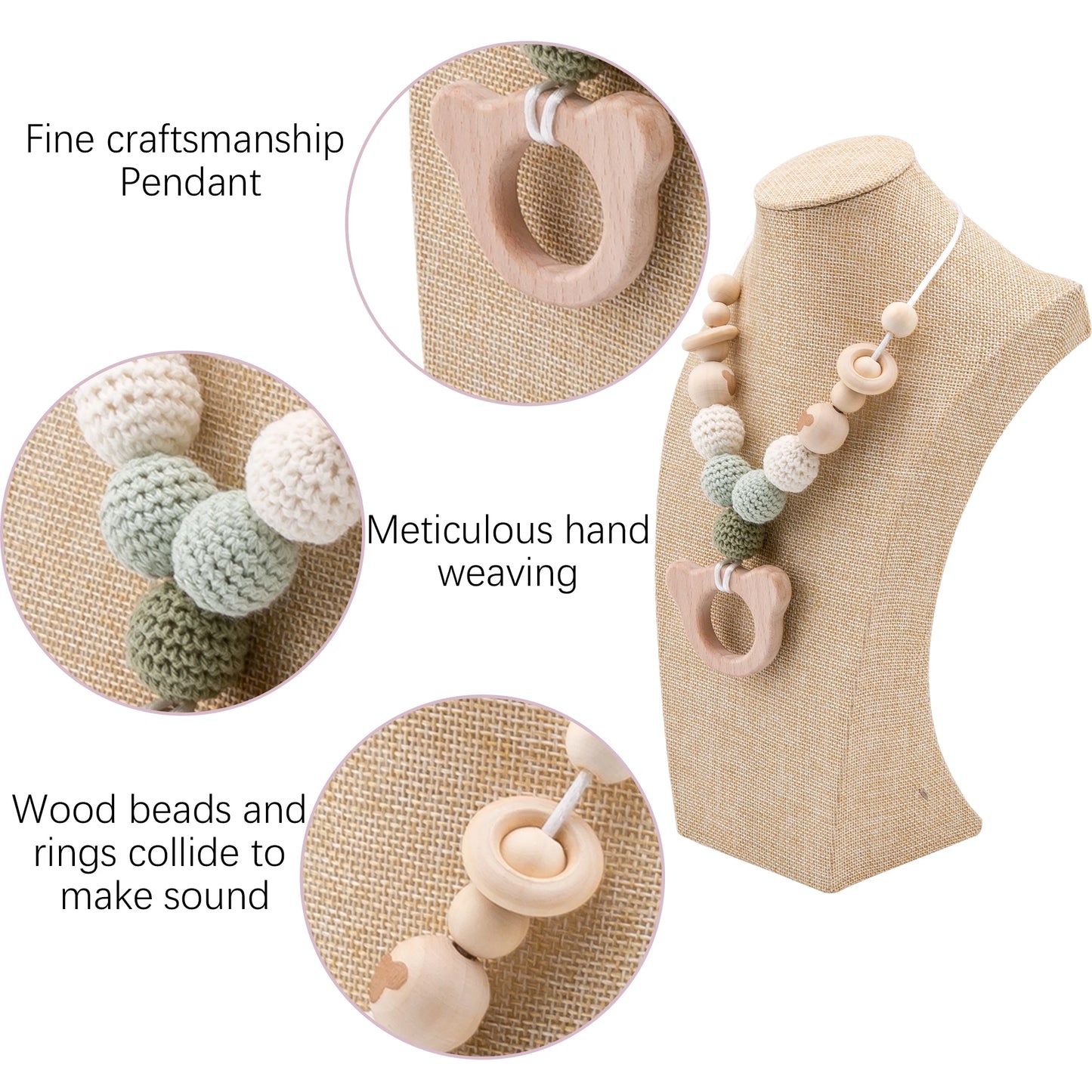 Mamihome 1pc Baby Wooden Teether Diy For Baby Nursing Necklace Beech Rodent Croche Smile Beads Ring Rattle Children'S Goods Toys