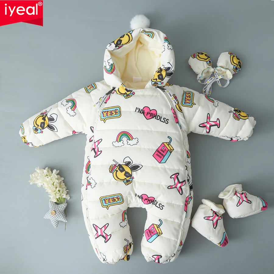 IYEAL NEWEST Warm Overalls Winter Children's Baby Duck Down Rompers Infant Boy Girl Thick Jumpsuit Baby Wear Kid Newborn Clothes