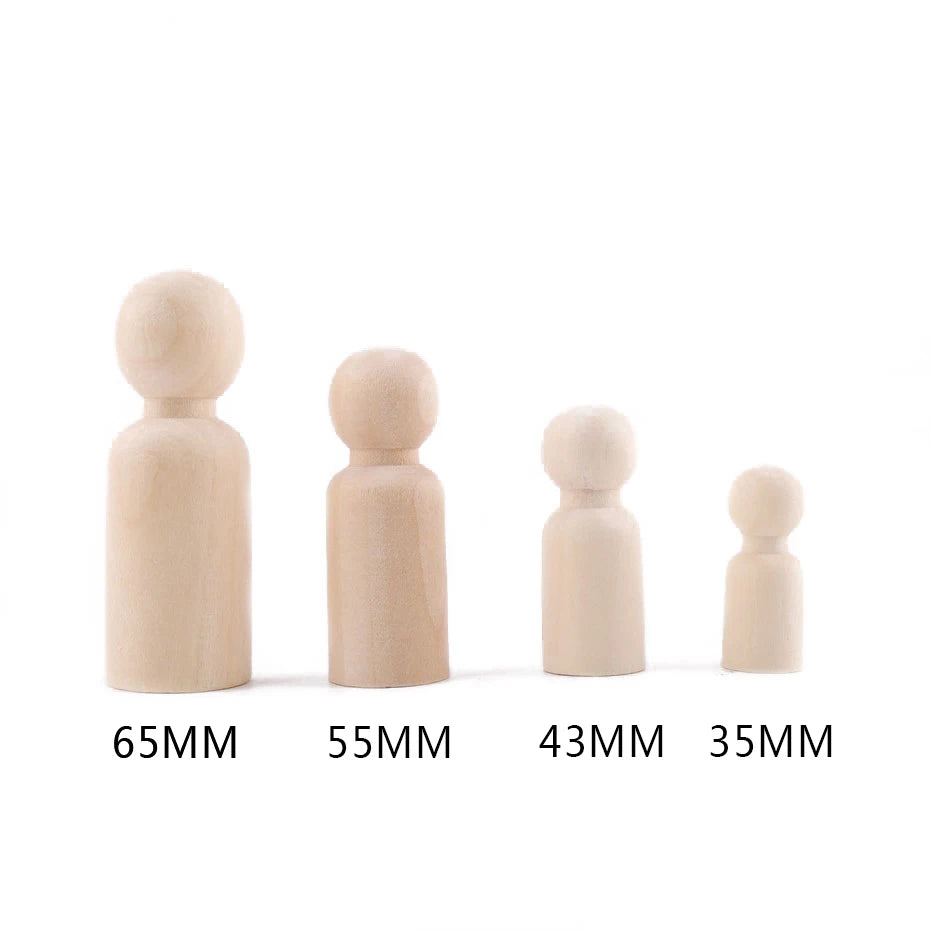 30pc Grandma Peg Dolls (2.1'') Natural Unfinished Wooden Teething Toys For Paint Or Stain-Waldorf Wooden Toys Buliding Blocks