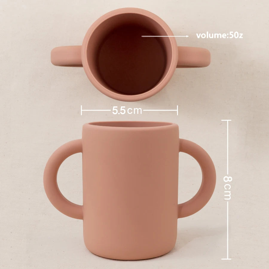 Double-handle Water Cup Without Lid Children's Complementary Food Cup Food-grade Silicone Drinking Cup Juice Cup Non-slip