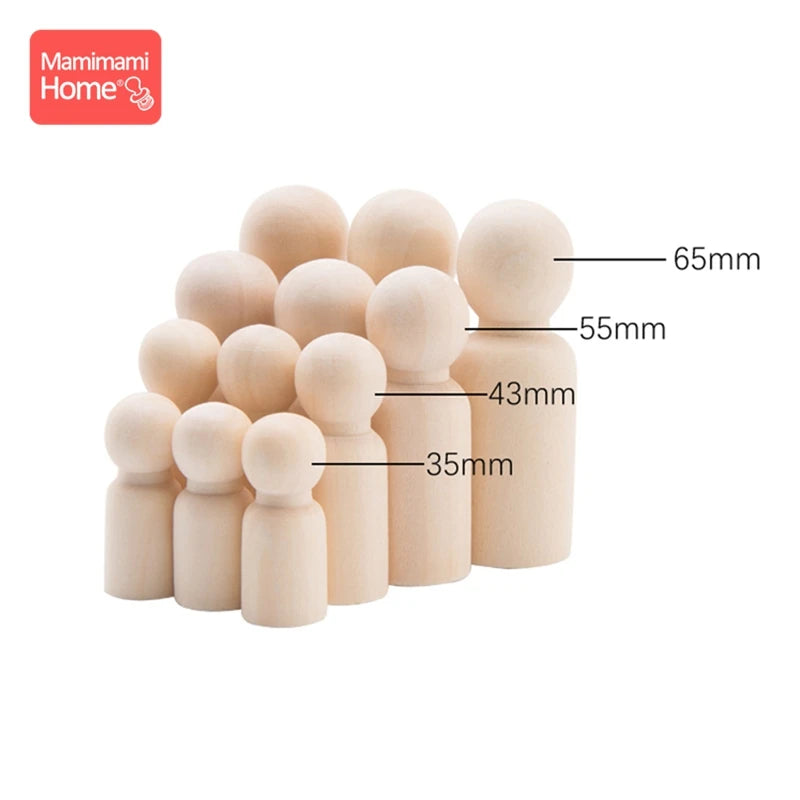 20pcs 55mm Peg Dolls Unpainted Unfinished Women Dolls Handmade Grden Decor DIY Crafts Blocks Wooden Blank Children'S Goods Toys