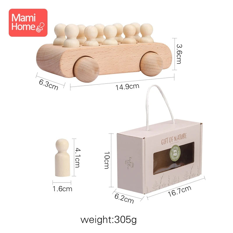 1Set Wooden Toys Beech Wood Car Educational Montessori Toys For Children Teething Baby Teethers Birthday Gift baby Baby Goods