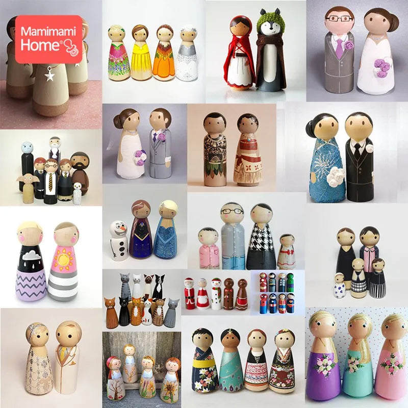 20pcs 55mm Peg Dolls Unpainted Unfinished Women Dolls Handmade Grden Decor DIY Crafts Blocks Wooden Blank Children'S Goods Toys