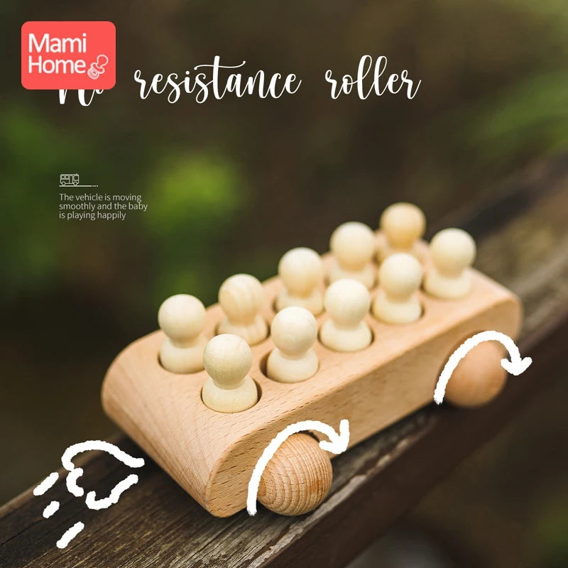1Set Wooden Toys Beech Wood Car Educational Montessori Toys For Children Teething Baby Teethers Birthday Gift baby Baby Goods