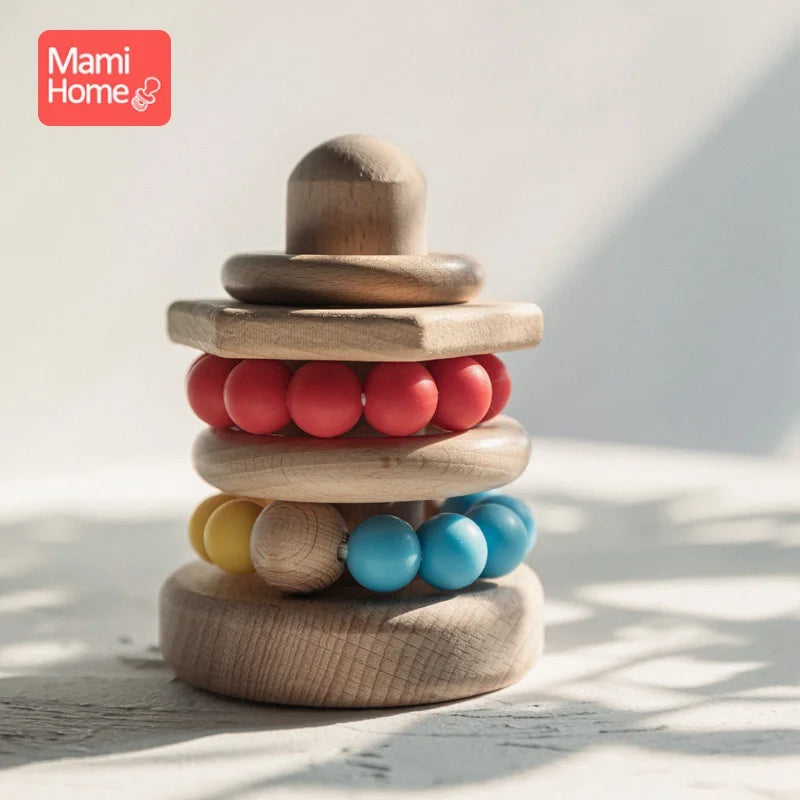 1pc Baby Montessori Toy Silicone Building Blocks BPA Free Wood Intelligence Development Toys Baby Teether Game Educational Toys