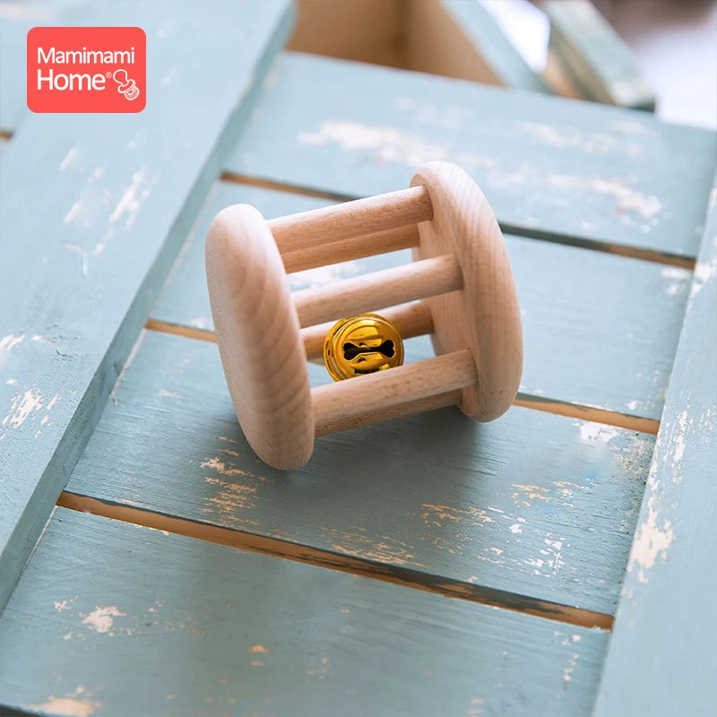 1pc Baby Wooden Teether Toys Rattle Animal Moon Beech Ring Of Toys Bpa Free Wooden Rodent Toddler Toys Newborn Gift Baby Product