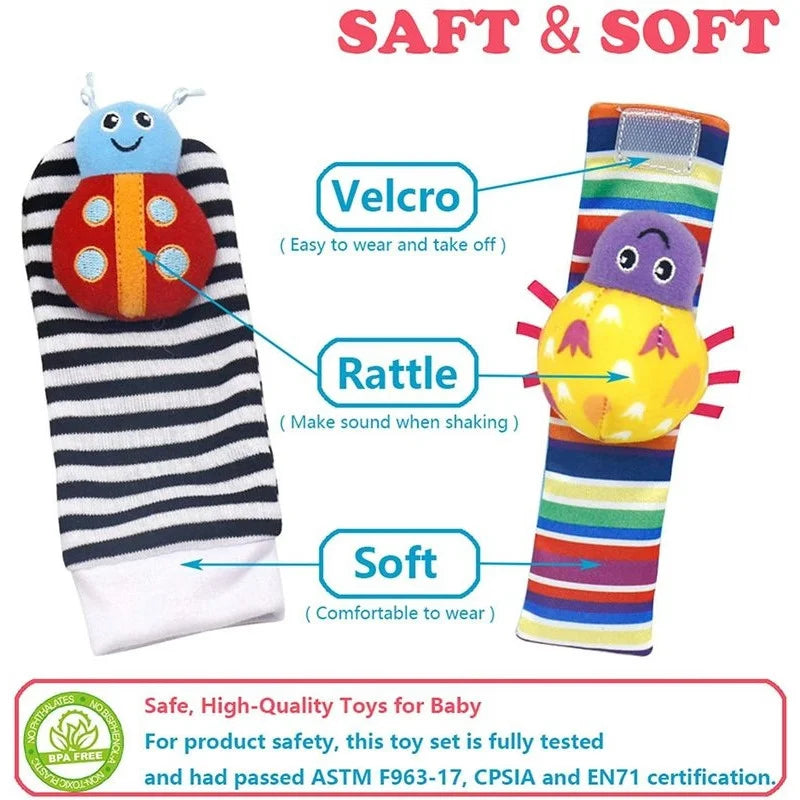 Soft Baby Rattles Wrist Set