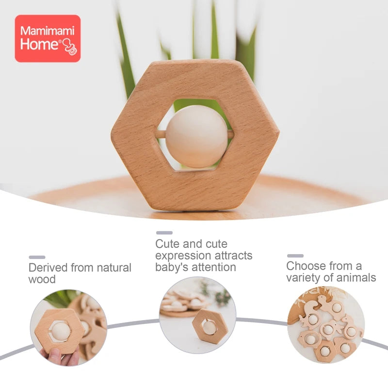 Mamihome 1pc Baby Wooden Teether Animal Toy Beech Rodent Pendant Montessori Toy Play Gym Accessories Children'S Goods Baby Block