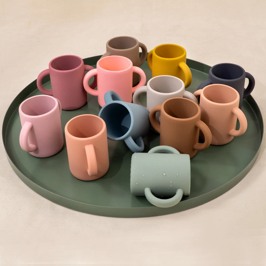 Double-handle Water Cup Without Lid Children's Complementary Food Cup Food-grade Silicone Drinking Cup Juice Cup Non-slip
