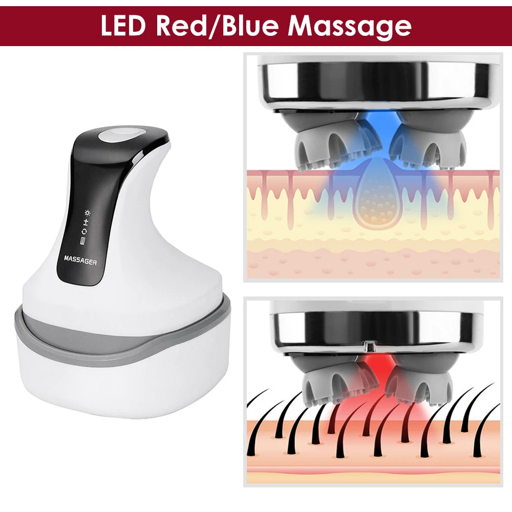 4D Magnetic Rechargeable Head Massager High-power Wireless Electric Scalp IPX7 Waterproof Positive Negative Knead Promote Growth