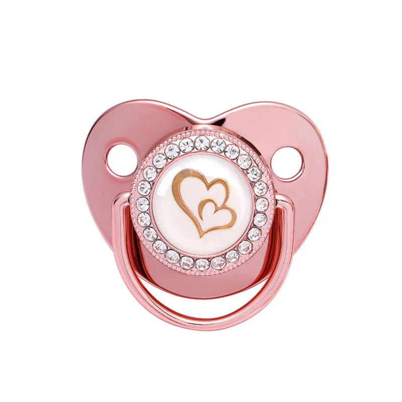 2023 New Baby Pacifier Rose Gold Bling Teether BPA Free Newborn Silicone Pacifier Baby Soother Nipple Dummy Baby Shower Gifts