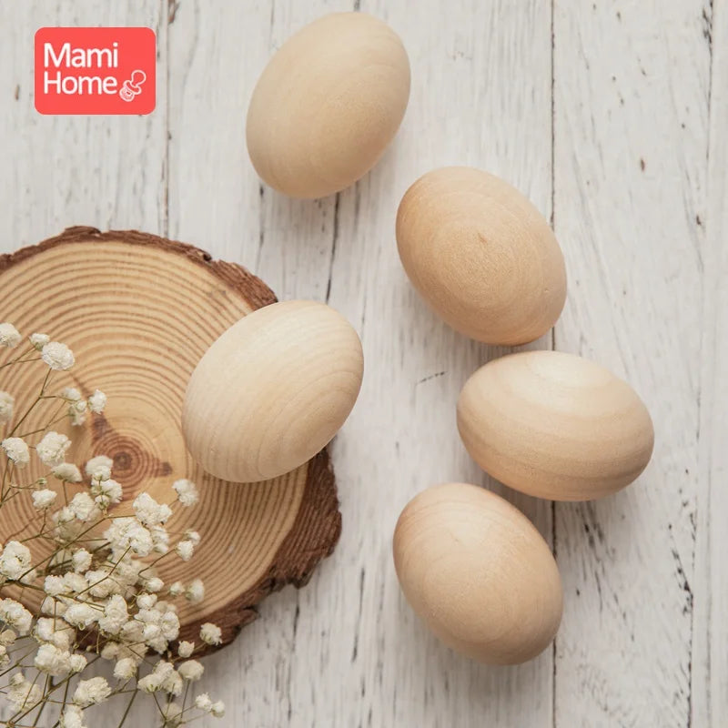 1pc Wooden Egg Custom Made Toys Easter Egg DIY Unfinished Crafts Smooth Surface Painting Blocks Custom Text Wooden Teething Toys