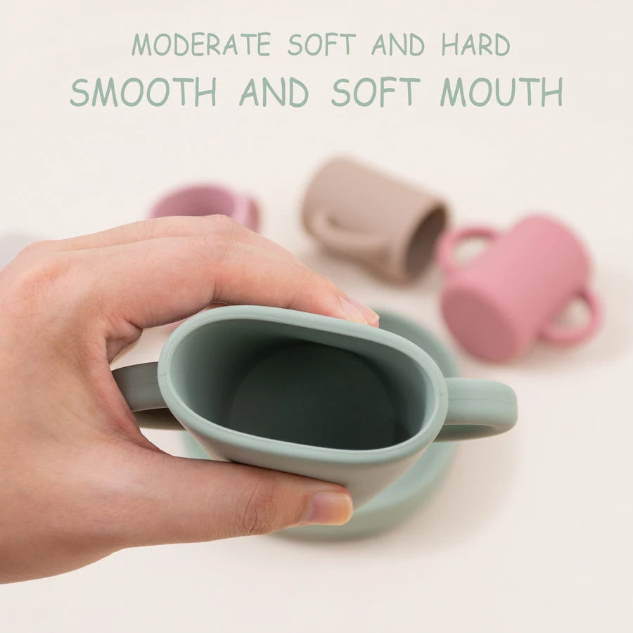 Double-handle Water Cup Without Lid Children's Complementary Food Cup Food-grade Silicone Drinking Cup Juice Cup Non-slip