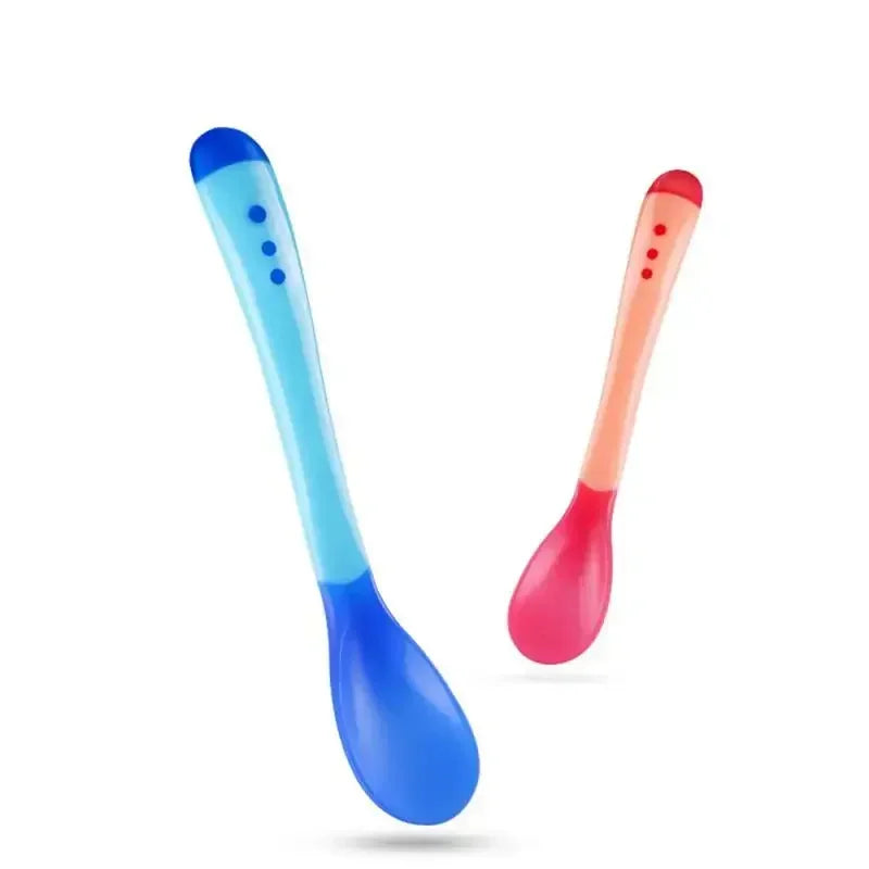 Silicone Baby Feeding Spoons Tableware Waterproof Spoon Temperature Sensing Spoonsuitable for Children's Feeding Baby Spoons