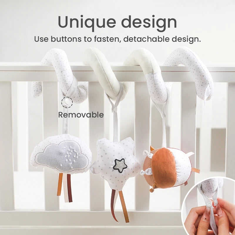 Car Seat Toys Baby Cute Spiral Plush Dismantling Rattle Toys Soft Crib Bed Stroller Stretch Spiral Activity Car Seat Hanging Toy