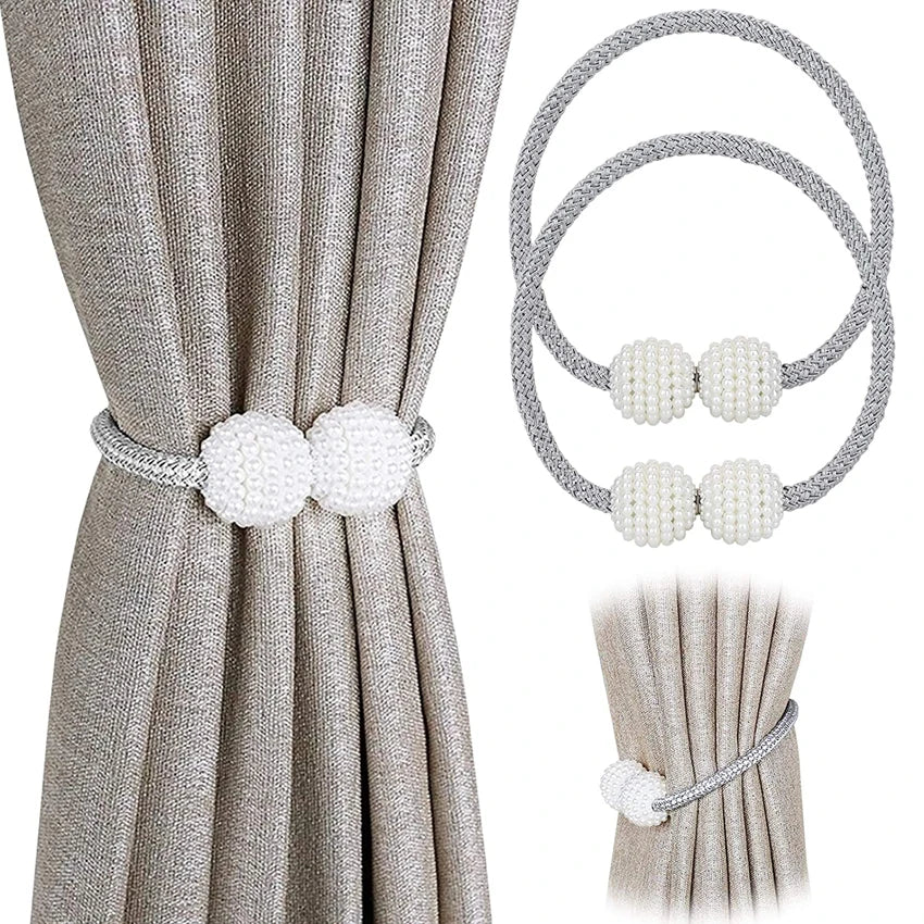 Magnetic Curtain Tiebacks with Pearls