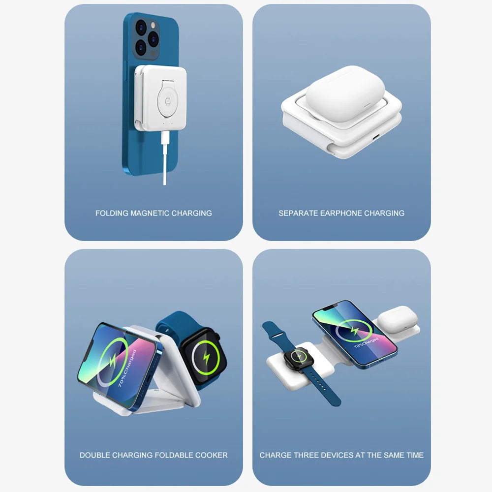100W 3 in 1 Magnetic Wireless Charger