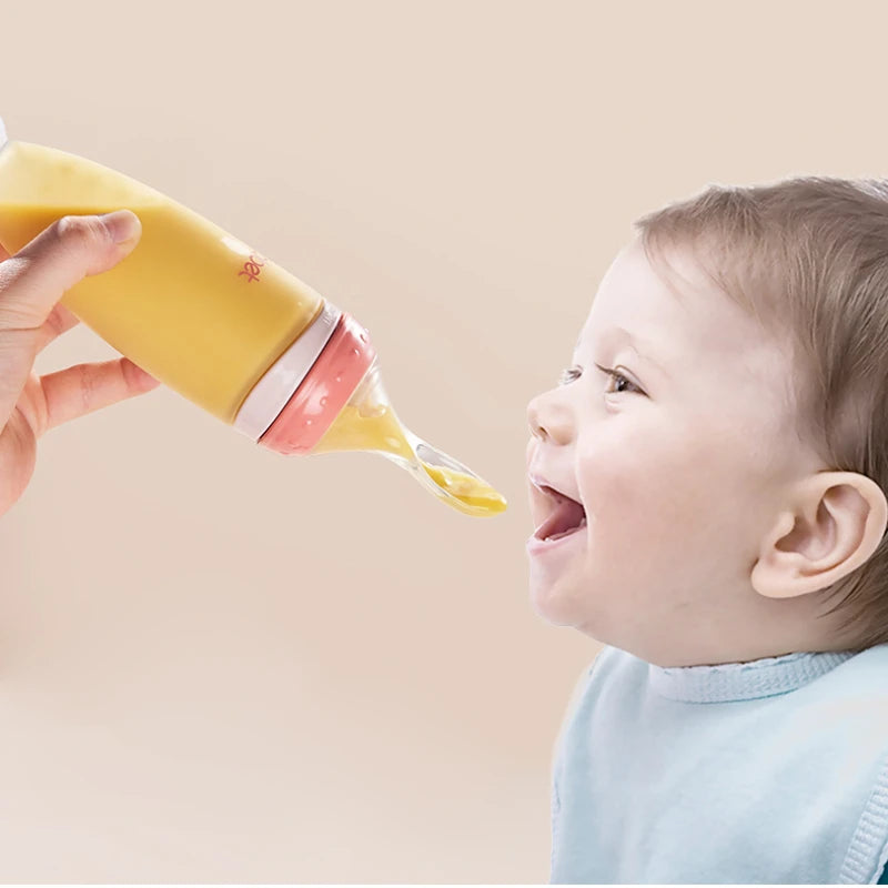 BBET Squeezing Feeding Bottle Silicone Newborn Baby Training Rice Spoon Infant Cerea Food Supplement Feeder Safe Tableware