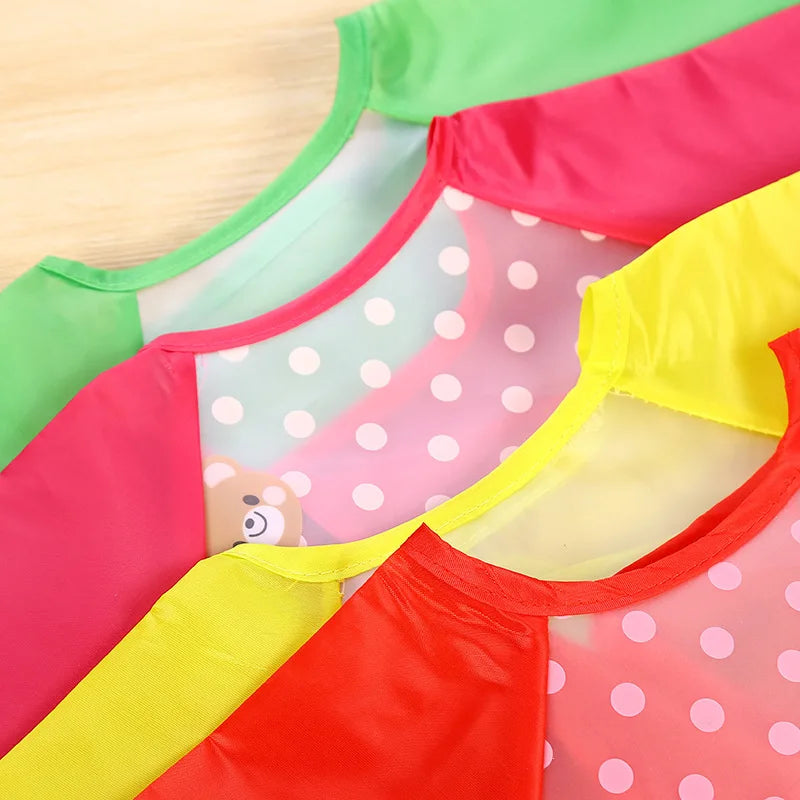 Cute Baby Bibs Waterproof Long Sleeve Apron Children Feeding Smock Bib Burp Painting Drawing Soft Toddler Clothing Bandana Bibs