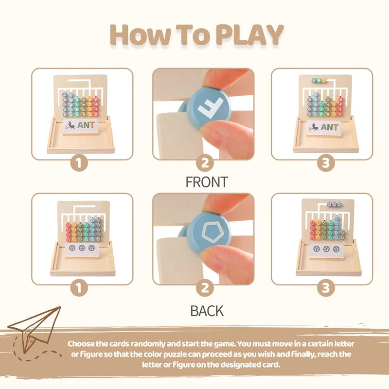 Montessori Baby Wooden Learning Word Box Toys Training Word Spelling Color Shape Recognition English Alphabet Learning Card Gift