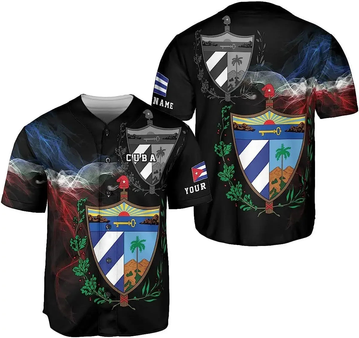 Custom Cuba Olive Army FLAG 3D Print Mesh Fiber Baseball Jersey Shirt Top Tee Men Streetwear Short Sleeve Sport