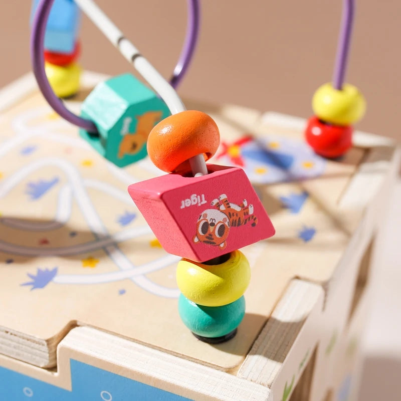 Wooden Montessori Toys Baby Maze Circles Around Beads Abacus Shape Pairing Puzzle Early Learning Educational Blocks Toy Kid Gift