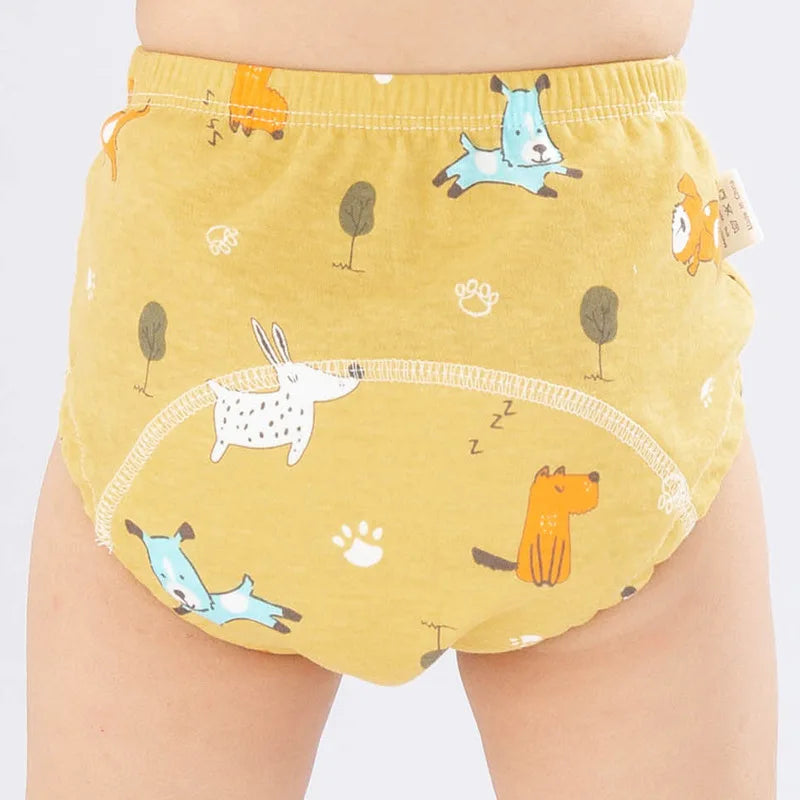6 Layer Infant Nappies Child Learning Panties Newborn Cartoon Baby Cotton Training Reusable Washable Cloth Diaper Underwear Pant