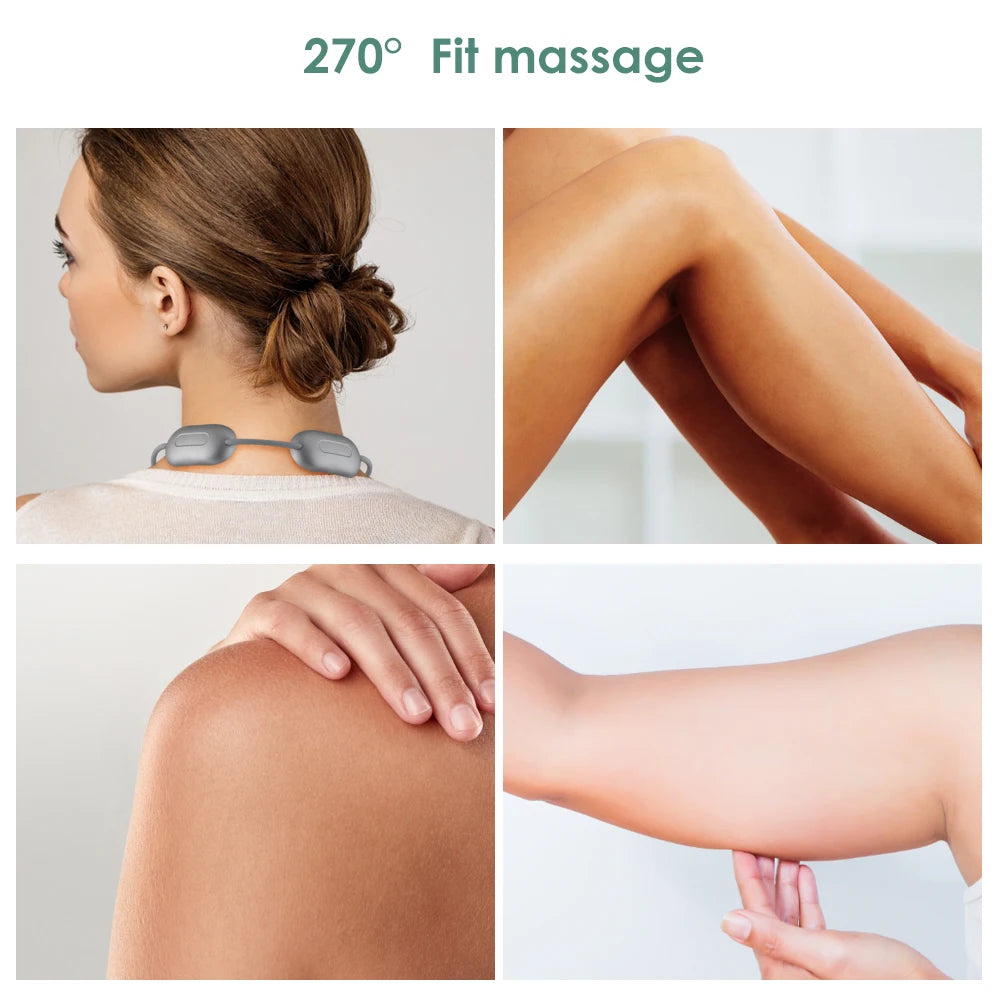 Neck Massager Hot Compress Relieve Pain Micro-current Cervical Spine Shoulder Smart Protection Device Dredge Spine Rechargeable