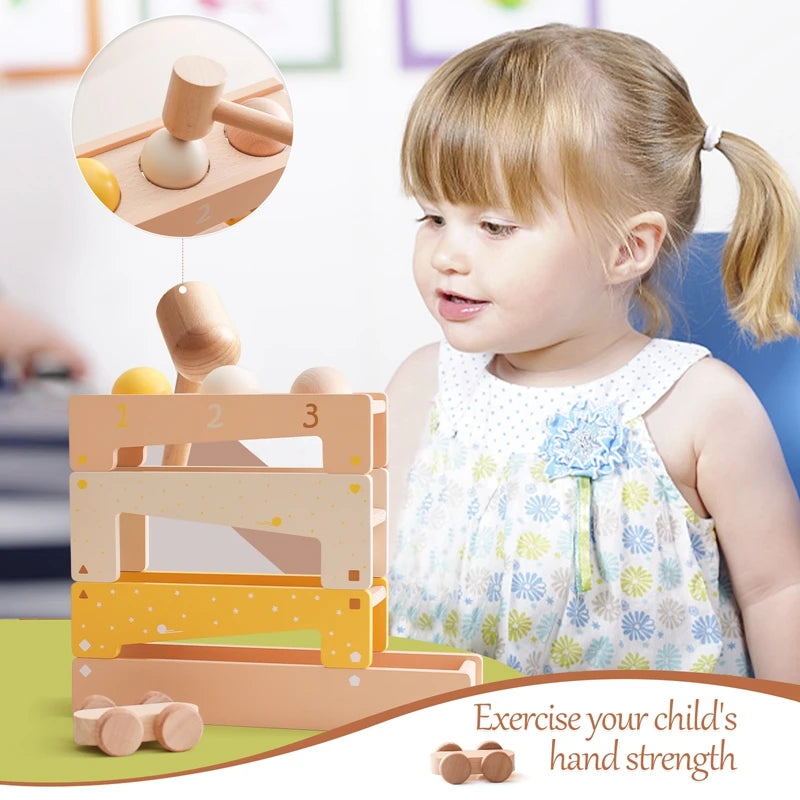 Wooden Track Assembly Toy Montessori Toys Wooden Trolley Baby Shape Tapping Training Hand And Foot Training Toys Building Blocks