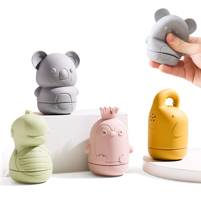Baby Bath Toys Animal Cute Cartoon Toddler Water Toys Swim Bathroom Baby Silicone Sprinkler Bathtub Animal Toys Infant Kids Boys