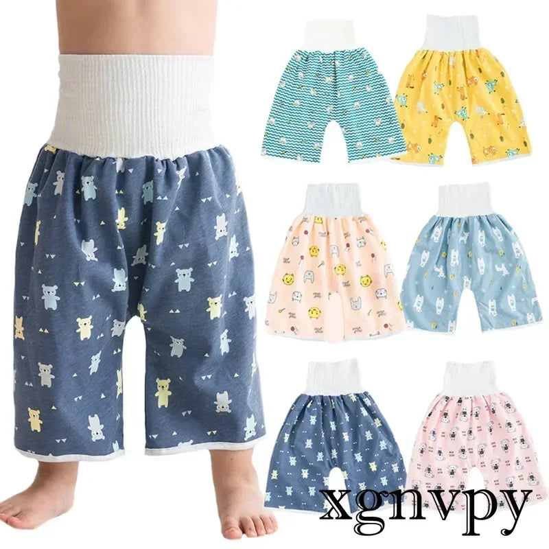 xgnvpy Baby Waterproof Diaper Pants Skirt Potty Training Comfy Shorts Sleepwear Bedclothes for Boys Girls