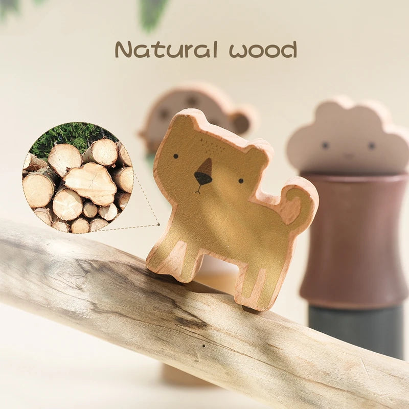 Montessori Toys Balanced Stacked Wooden Building Blocks Animal Board Game Puzzle Toys Are Placed In Animal-shaped Scene Gift Kid