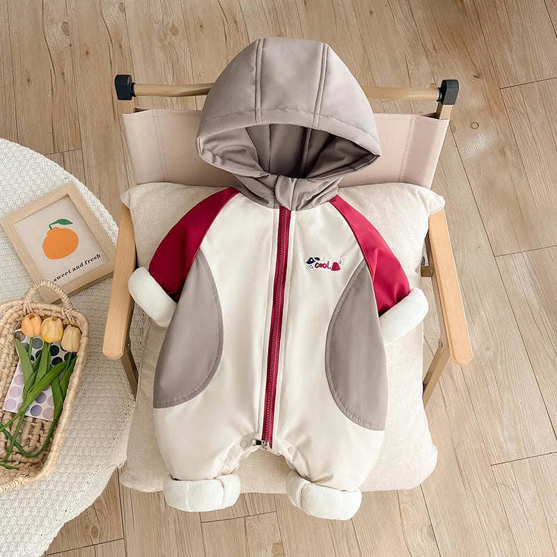 IYEAL Winter Infant Baby Clothing New Baby Boys Thick Warm Velvet Jumpsuit Girls Long-sleeved Hooded Romper 3-15M